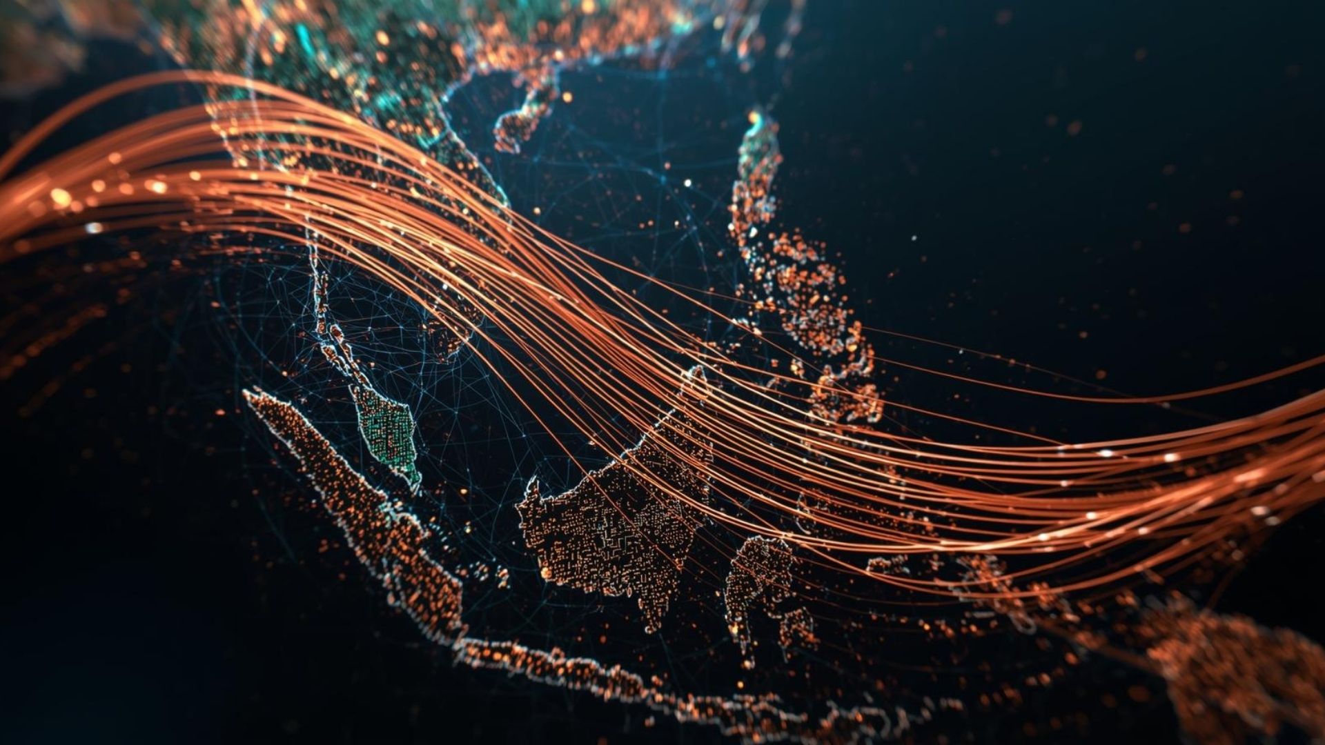 Copper wires extending across South East Asia and Oceania