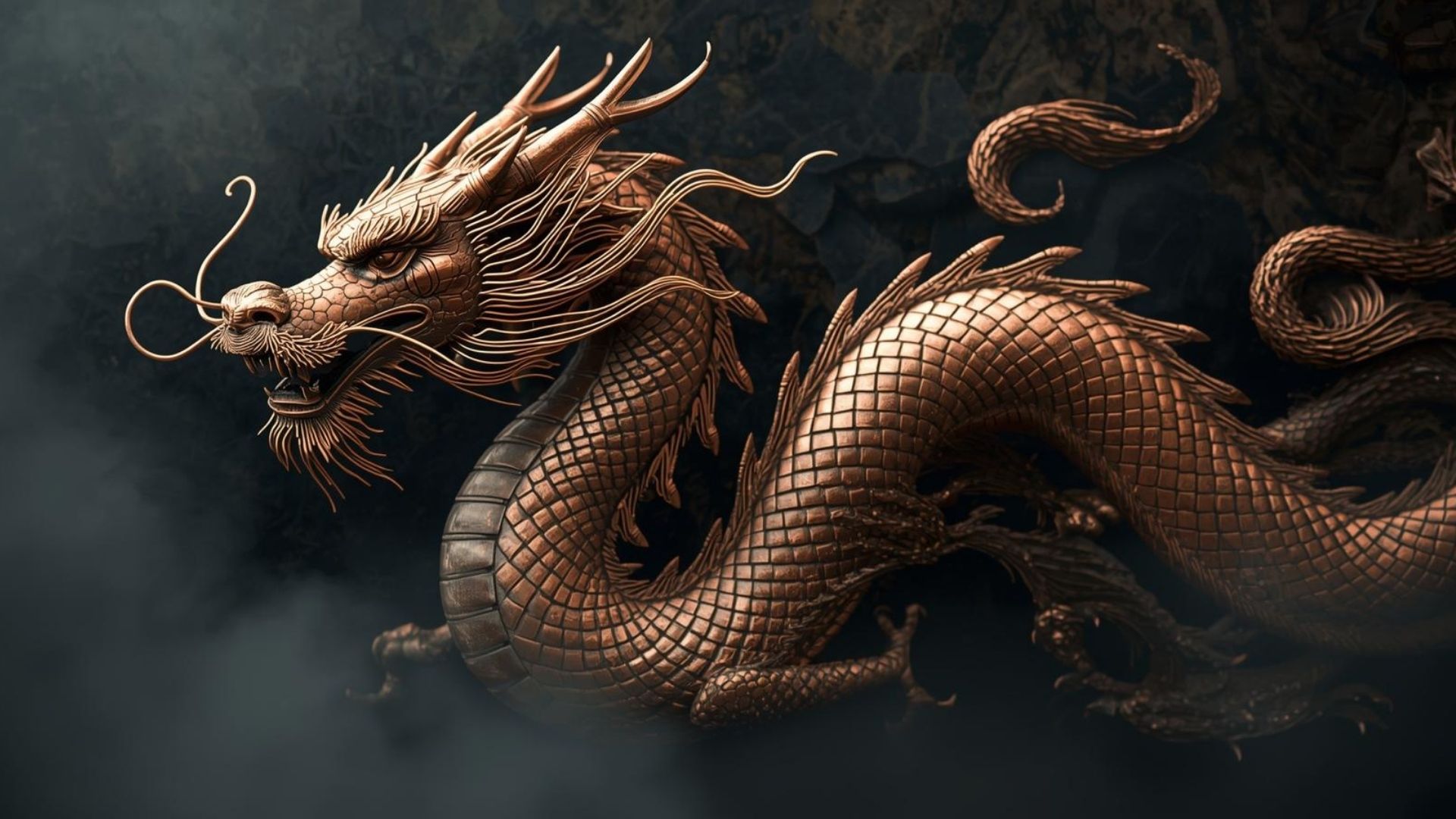 Chinese dragon made out of Copper