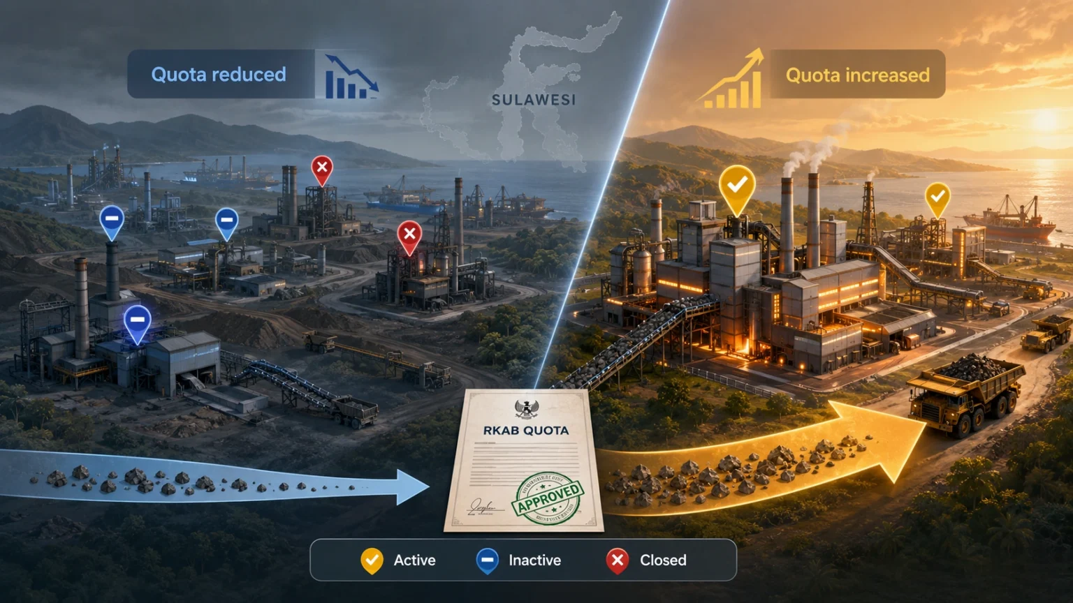 Image showing reduced and increased Nickel quota's in Indonesia