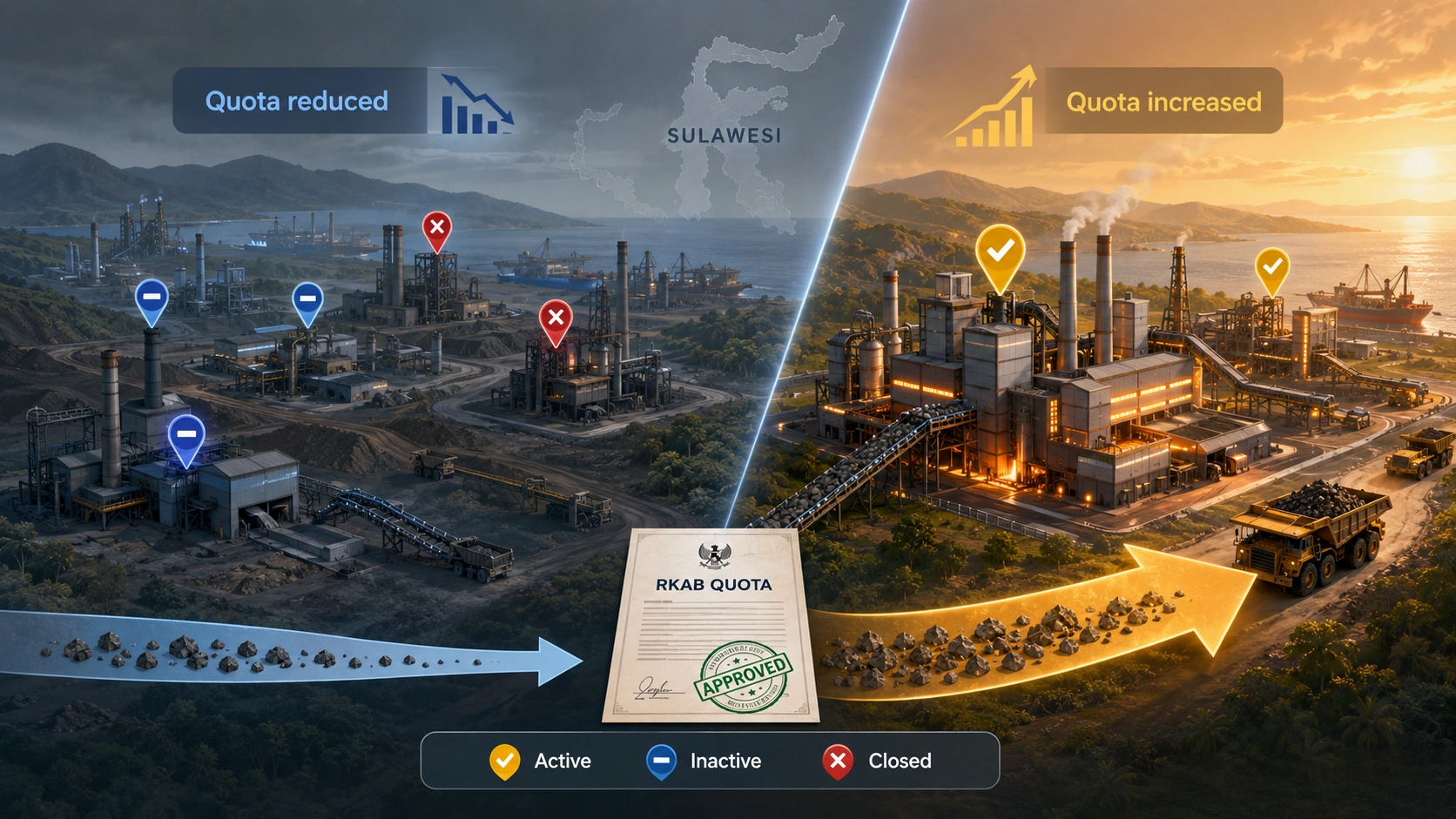 Image showing reduced and increased Nickel quota's in Indonesia
